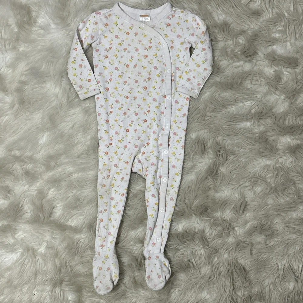 Gymboree Y2K Gymmies Floral Butterflies Cottagecore‎ Footed Grip Sleeper 12-18 M